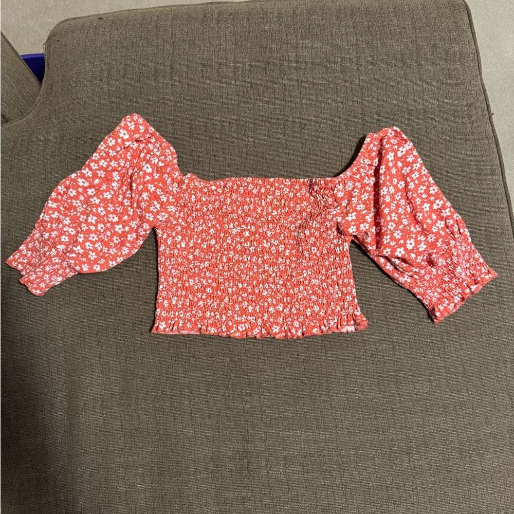 Billabong Floral Red Off-Shoulder Top